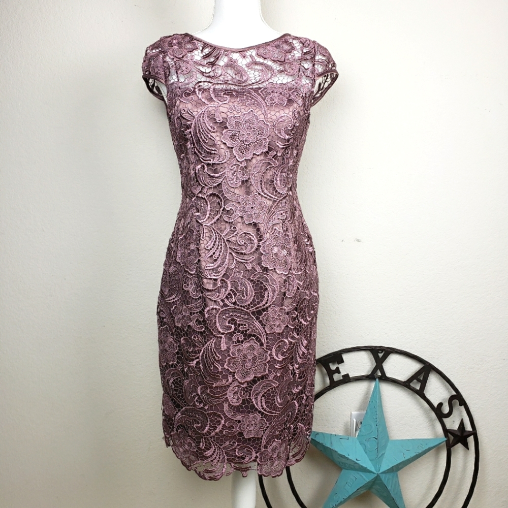 Adrianna Papell Bodice Lace Sheath Dress